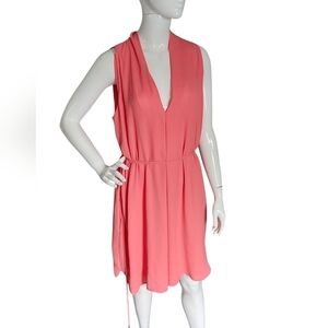RW&CO Coral Sleeveless Midi Dress XL Flowy V-Neck Summer Wedding Guest